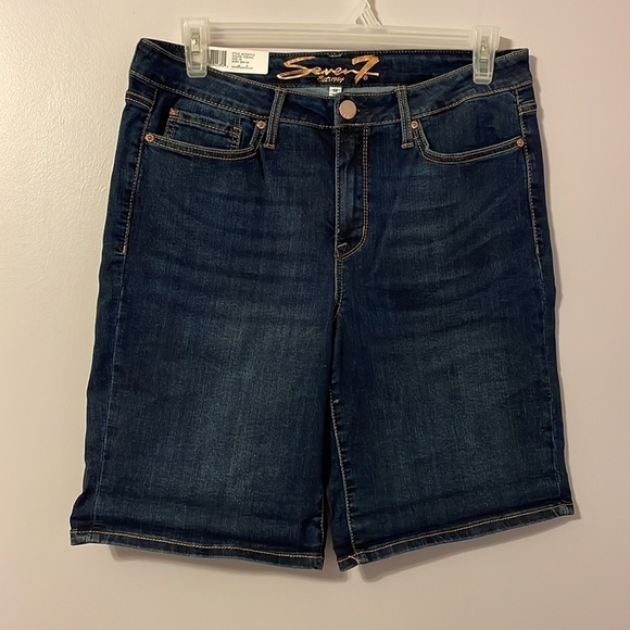Seven7 Sunset Bermuda Torino Blue Denim Shorts size 14 - Picture 3 of 16